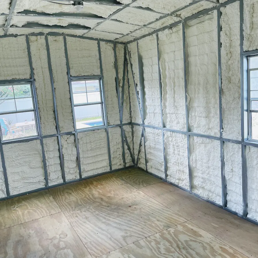 Closed-cell spray foam insulation applied to wall cavities in a residential project in Wabash